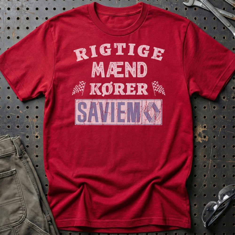 Saviem Rigtige Mænd Kører T-Shirt-Beklædning-Saviem-Rød-S-Garage Culture Shop- garage - man cave - merchandise