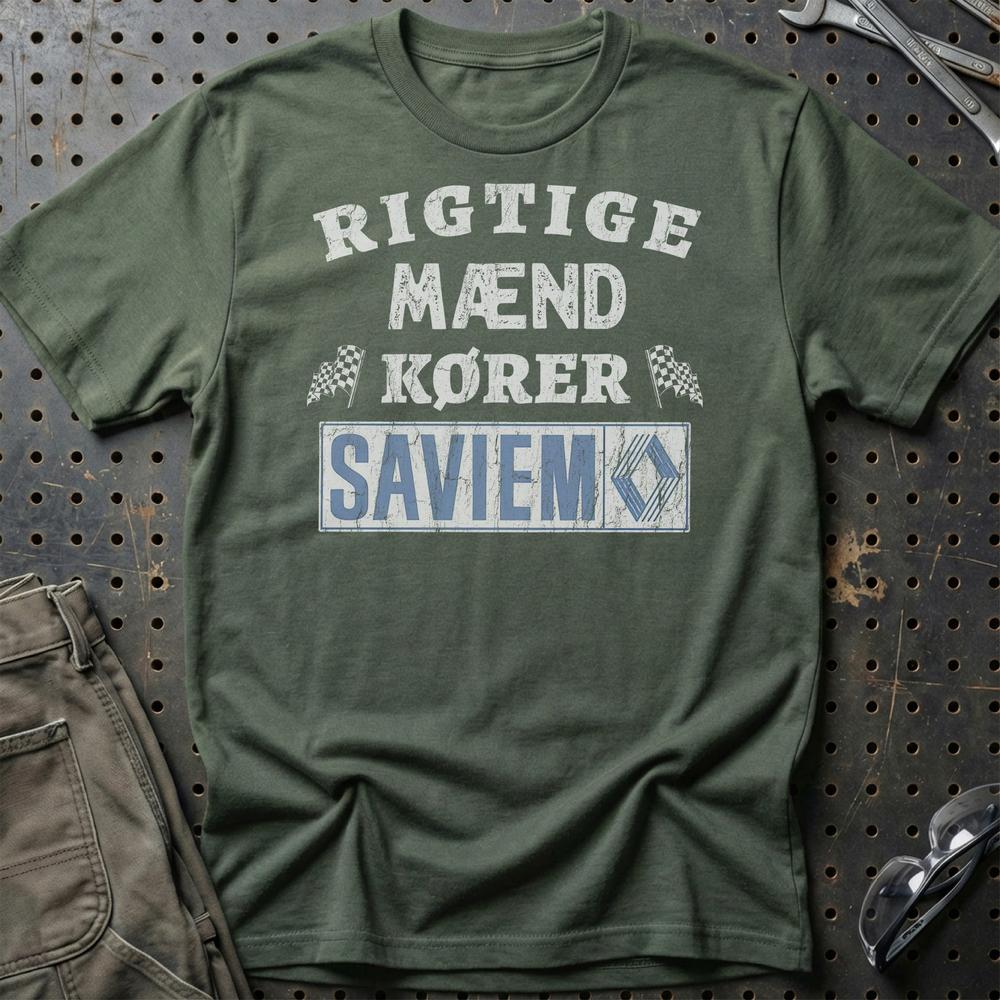 Saviem Rigtige Mænd Kører T-Shirt-Beklædning-Saviem-Grøn Militær-S-Garage Culture Shop- garage - man cave - merchandise