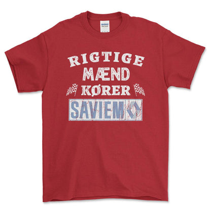 Saviem Rigtige Mænd Kører - Unisex T-Shirt , Bomuld-Beklædning-Saviem-Rød-S-Forside-Garage Culture Shop- garage - man cave - merchandise