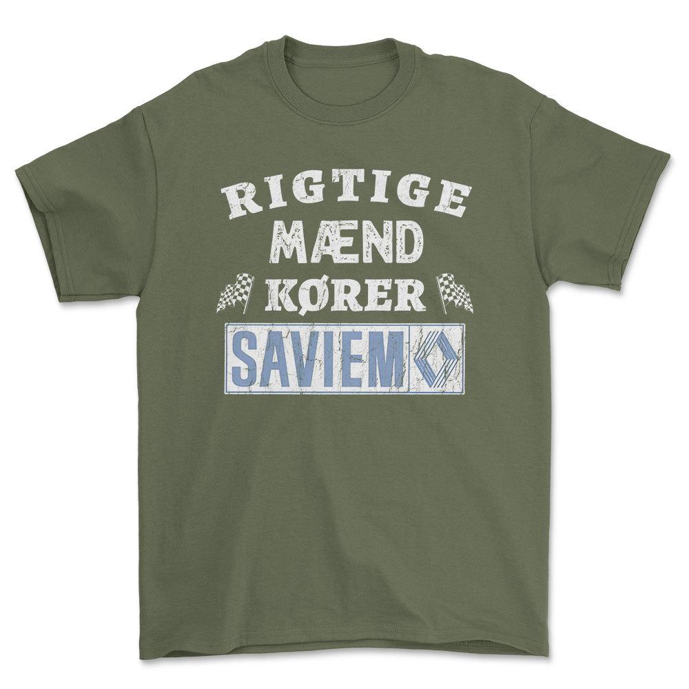 Saviem Rigtige Mænd Kører - Unisex T-Shirt , Bomuld-Beklædning-Saviem-Grøn Militær-S-Forside-Garage Culture Shop- garage - man cave - merchandise