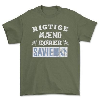 Saviem Rigtige Mænd Kører - Unisex T-Shirt , Bomuld-Beklædning-Saviem-Grøn Militær-S-Forside-Garage Culture Shop- garage - man cave - merchandise