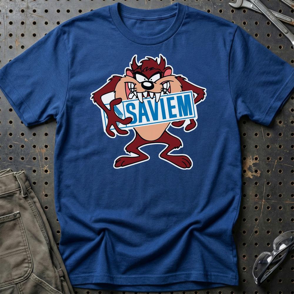 Saviem TAZ T-Shirt-Beklædning-Saviem-Blå Royal-S-Garage Culture Shop- garage - man cave - merchandise