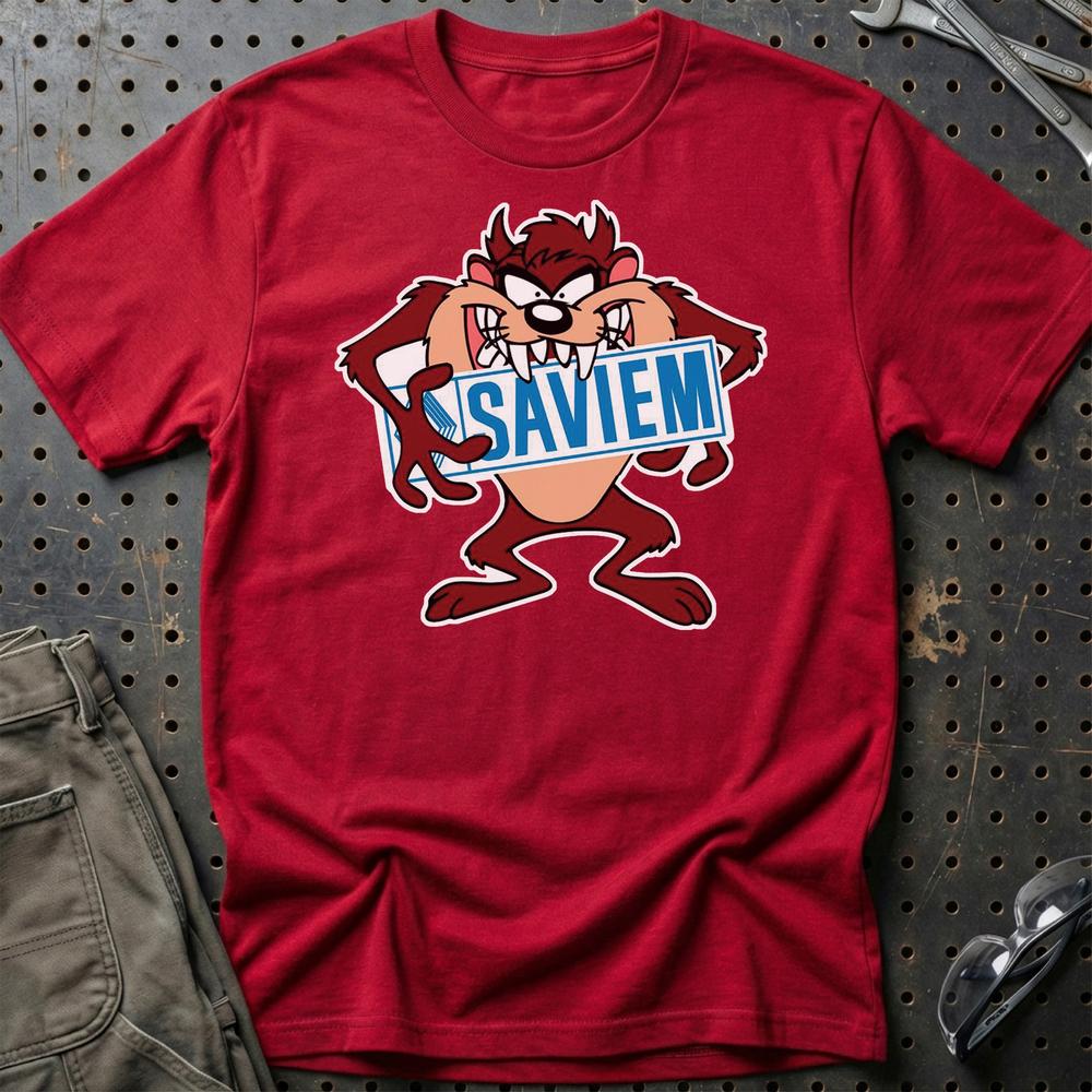 Saviem TAZ T-Shirt-Beklædning-Saviem-Rød-S-Garage Culture Shop- garage - man cave - merchandise