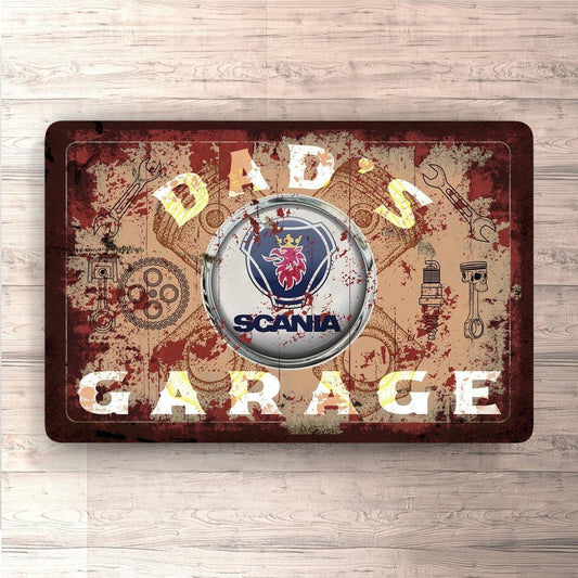 Scania Dads Garage Vintage Skilte, Musemåtte, Dørmåtte-Skilte-Scania-Garage Culture Shop- garage - man cave - merchandise