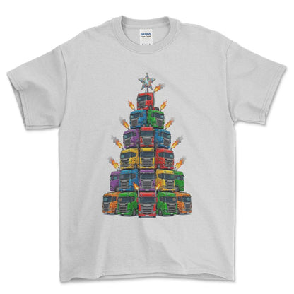 Scania Lastbil Juletræ Christmas Tree - Unisex T-Shirt-Beklædning-Scania-Hvid-S-Forside-Garage Culture Shop- garage - man cave - merchandise