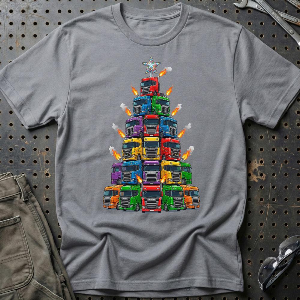 Scania Lastbil Juletræ Christmas Tree - Unisex T-Shirt-Beklædning-Scania-Grå Sport-S-Garage Culture Shop- garage - man cave - merchandise