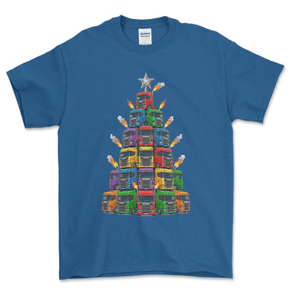 Scania Lastbil Juletræ Christmas Tree - Unisex T-Shirt-Beklædning-Scania-Blå Royal-S-Forside-Garage Culture Shop- garage - man cave - merchandise