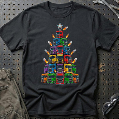 Scania Lastbil Juletræ Christmas Tree - Unisex T-Shirt-Beklædning-Scania-Sort-S-Garage Culture Shop- garage - man cave - merchandise
