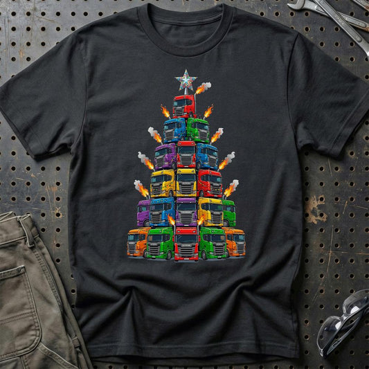 Scania Lastbil Juletræ Christmas Tree - Unisex T-Shirt-Beklædning-Scania-Sort-S-Garage Culture Shop- garage - man cave - merchandise
