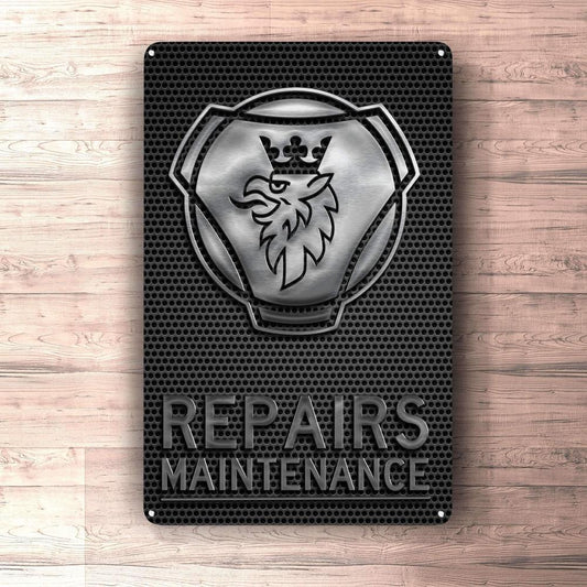 Scania Repairs Maintenance Skilte, Musemåtte, Dørmåtte-Skilte-Scania-Garage Culture Shop- garage - man cave - merchandise