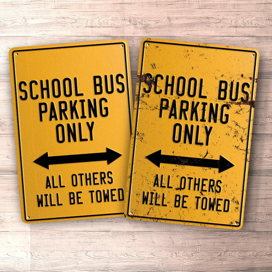 School Bus Parking Only Skilte, Musemåtte, Dørmåtte-Parking skilte-School Bus-Garage Culture Shop- garage - man cave - merchandise