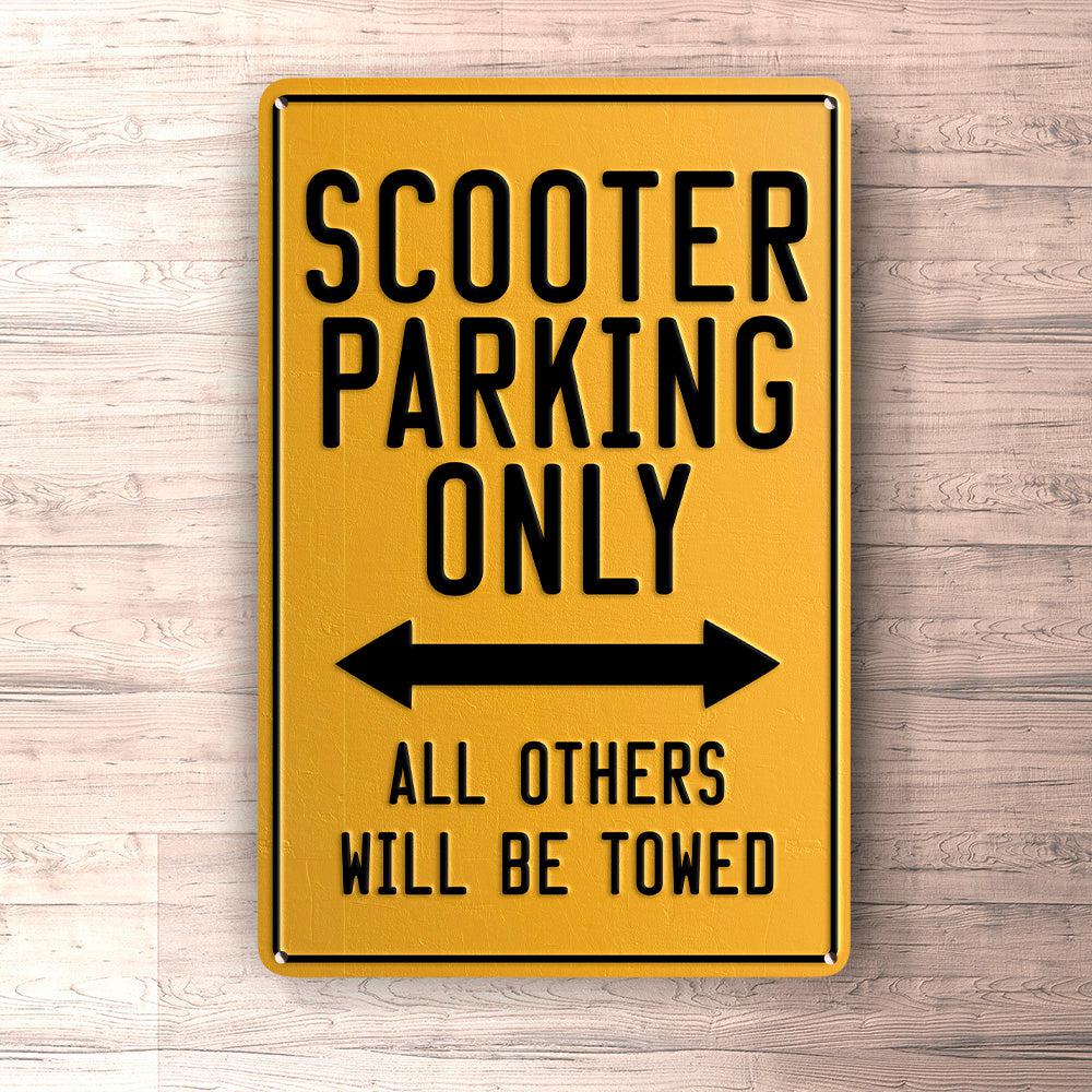 Scooter Parking Only Skilte, Musemåtte, Dørmåtte-Parking skilte-Scooter-Garage Culture Shop- garage - man cave - merchandise