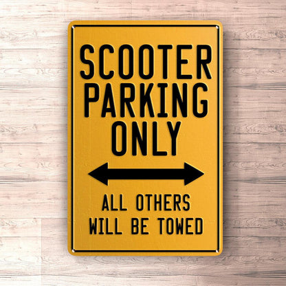 Scooter Parking Only Skilte, Musemåtte, Dørmåtte-Parking skilte-Scooter-Garage Culture Shop- garage - man cave - merchandise