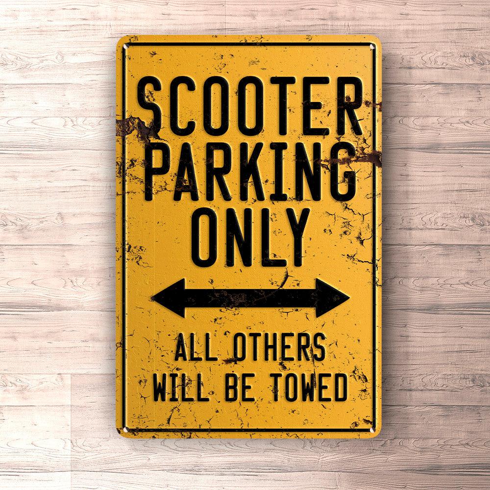 Scooter Parking Only Skilte, Musemåtte, Dørmåtte-Parking skilte-Scooter-Garage Culture Shop- garage - man cave - merchandise