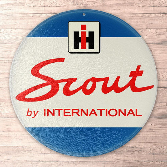 Scout By International Harvester Runde Skilte , Musemåtte Rundt , Kop Underlag, Underlagssæt-Runde Skilte-International Scout-Garage Culture Shop- garage - man cave - merchandise