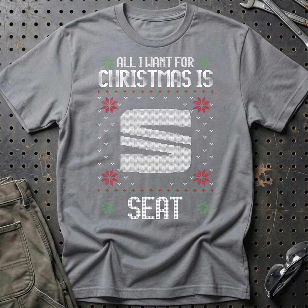 Seat - All I Want For Christmas T-Shirt-Beklædning-Seat-Grå Sport-S-Garage Culture Shop- garage - man cave - merchandise