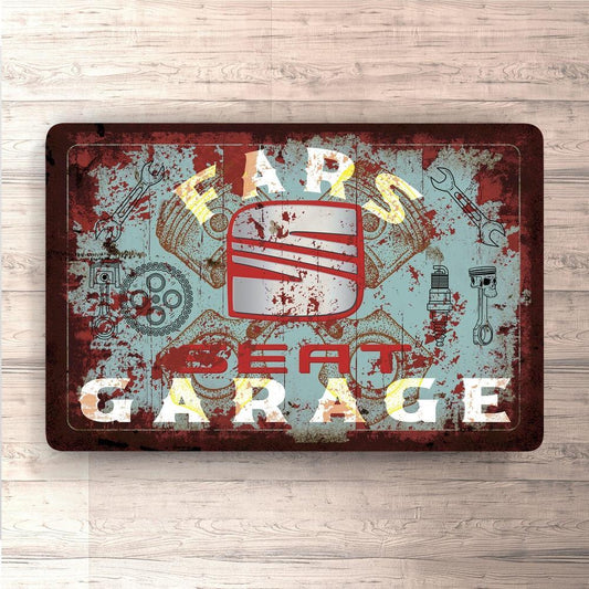 Seat Fars Garage Vintage Skilte, Musemåtte, Dørmåtte-Skilte-Seat-Garage Culture Shop- garage - man cave - merchandise