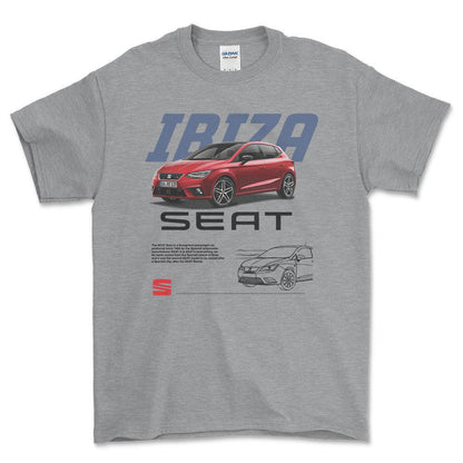 Seat Ibiza - Unisex T-Shirt , Bomuld-Beklædning-Seat-Grå Sport-S-Forside-Garage Culture Shop- garage - man cave - merchandise