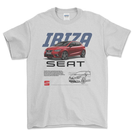Seat Ibiza - Unisex T-Shirt , Bomuld-Beklædning-Seat-Hvid-S-Forside-Garage Culture Shop- garage - man cave - merchandise