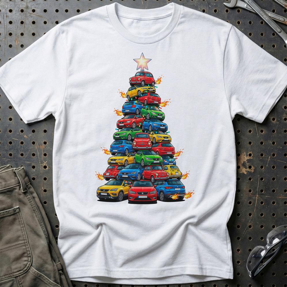 Seat Juletræ Christmas Tree - Unisex T-Shirt-Beklædning-Seat-Hvid-S-Garage Culture Shop- garage - man cave - merchandise