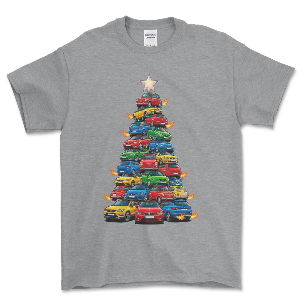 Seat Juletræ Christmas Tree - Unisex T-Shirt-Beklædning-Seat-Grå Sport-S-Forside-Garage Culture Shop- garage - man cave - merchandise