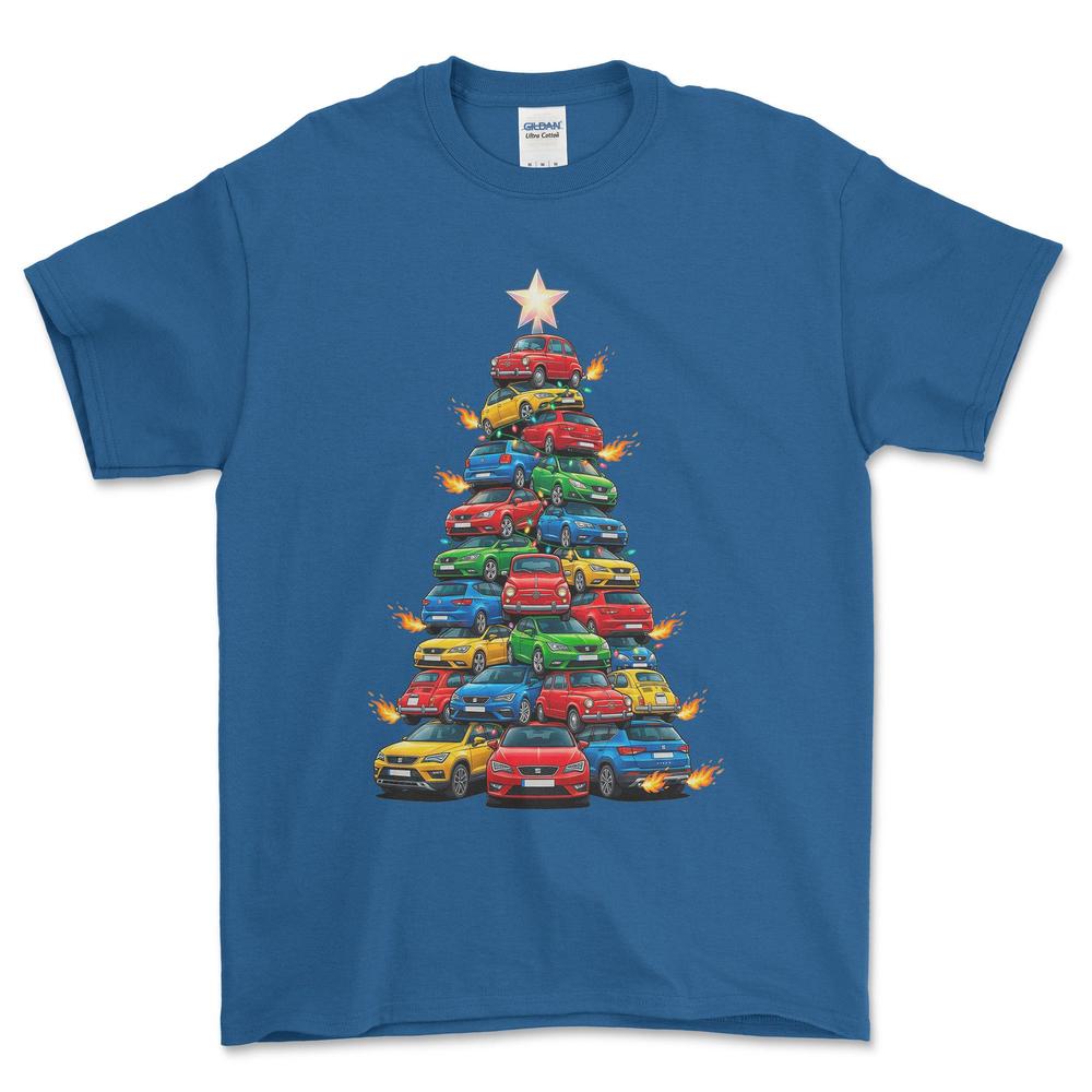 Seat Juletræ Christmas Tree - Unisex T-Shirt-Beklædning-Seat-Blå Royal-S-Forside-Garage Culture Shop- garage - man cave - merchandise