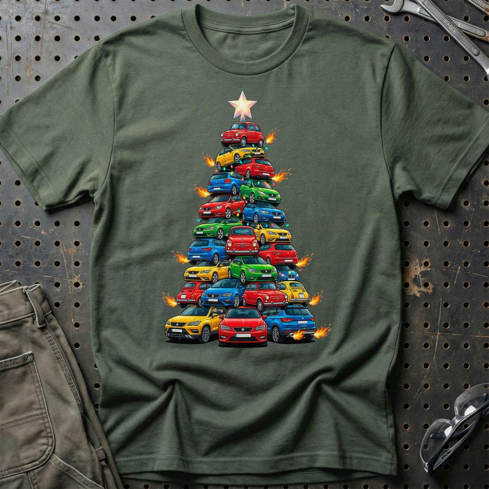 Seat Juletræ Christmas Tree - Unisex T-Shirt-Beklædning-Seat-Grøn Militær-S-Garage Culture Shop- garage - man cave - merchandise