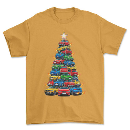 Seat Juletræ Christmas Tree - Unisex T-Shirt-Beklædning-Seat-Guld-S-Forside-Garage Culture Shop- garage - man cave - merchandise
