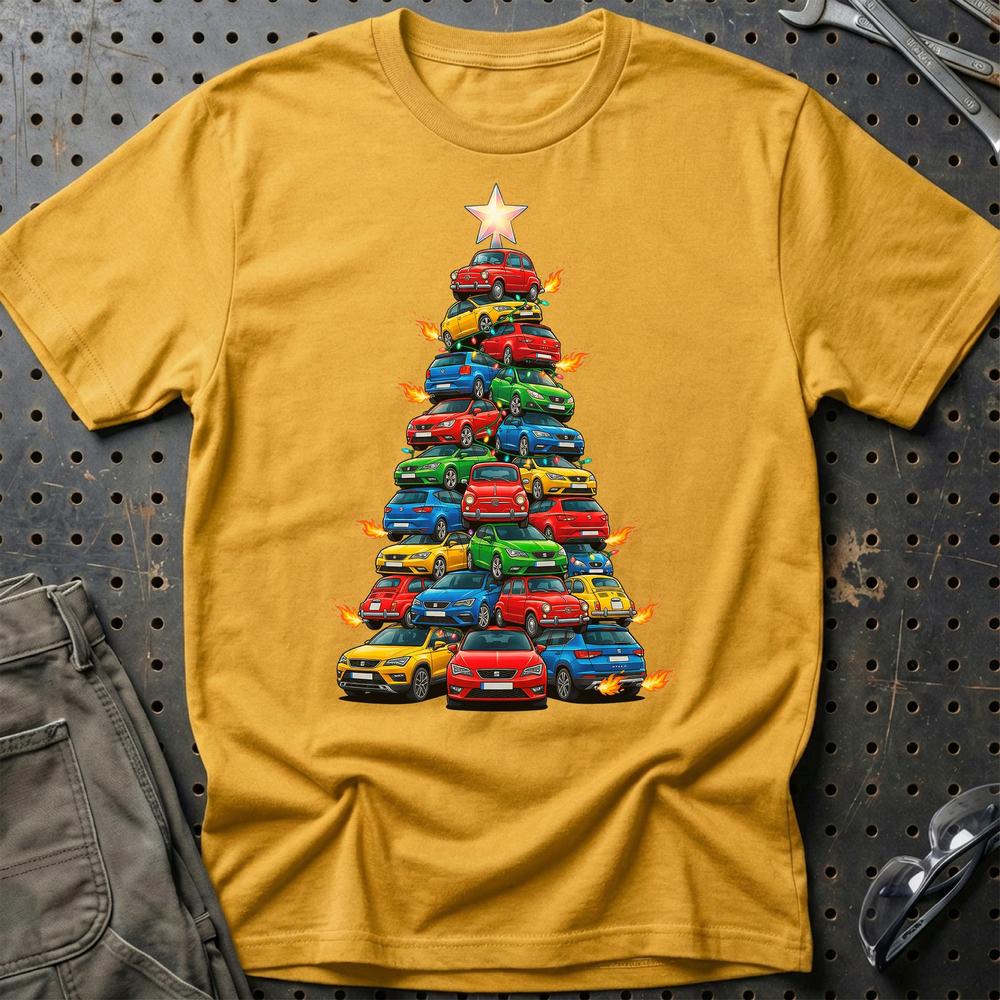 Seat Juletræ Christmas Tree - Unisex T-Shirt-Beklædning-Seat-Guld-S-Garage Culture Shop- garage - man cave - merchandise