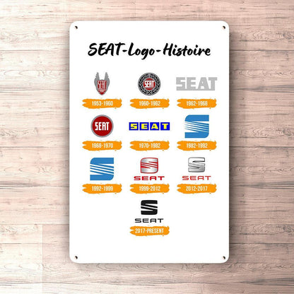 Seat Logo Histoire Skilte, Musemåtte, Dørmåtte , Plakat-Skilte-Seat-Garage Culture Shop- garage - man cave - merchandise