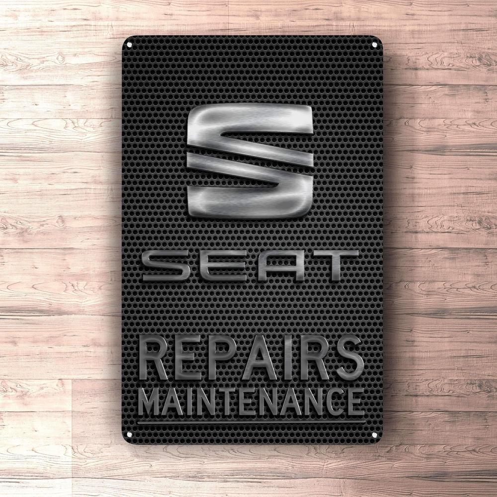 Seat Repairs Maintenance Skilte, Musemåtte, Dørmåtte , Plakat-Skilte-Seat-Garage Culture Shop- garage - man cave - merchandise