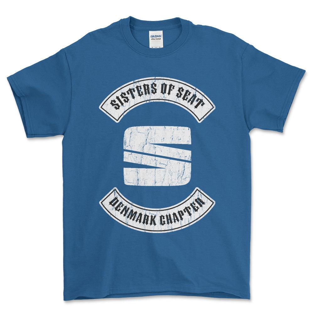Seat Sisters Of Seat Denmark Chapter Unisex T-Shirt , Bomuld-Beklædning-Seat-Blå Royal-S-Forside-Garage Culture Shop- garage - man cave - merchandise
