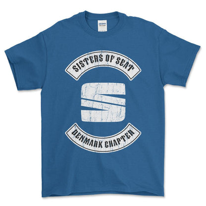 Seat Sisters Of Seat Denmark Chapter Unisex T-Shirt , Bomuld-Beklædning-Seat-Blå Royal-S-Forside-Garage Culture Shop- garage - man cave - merchandise