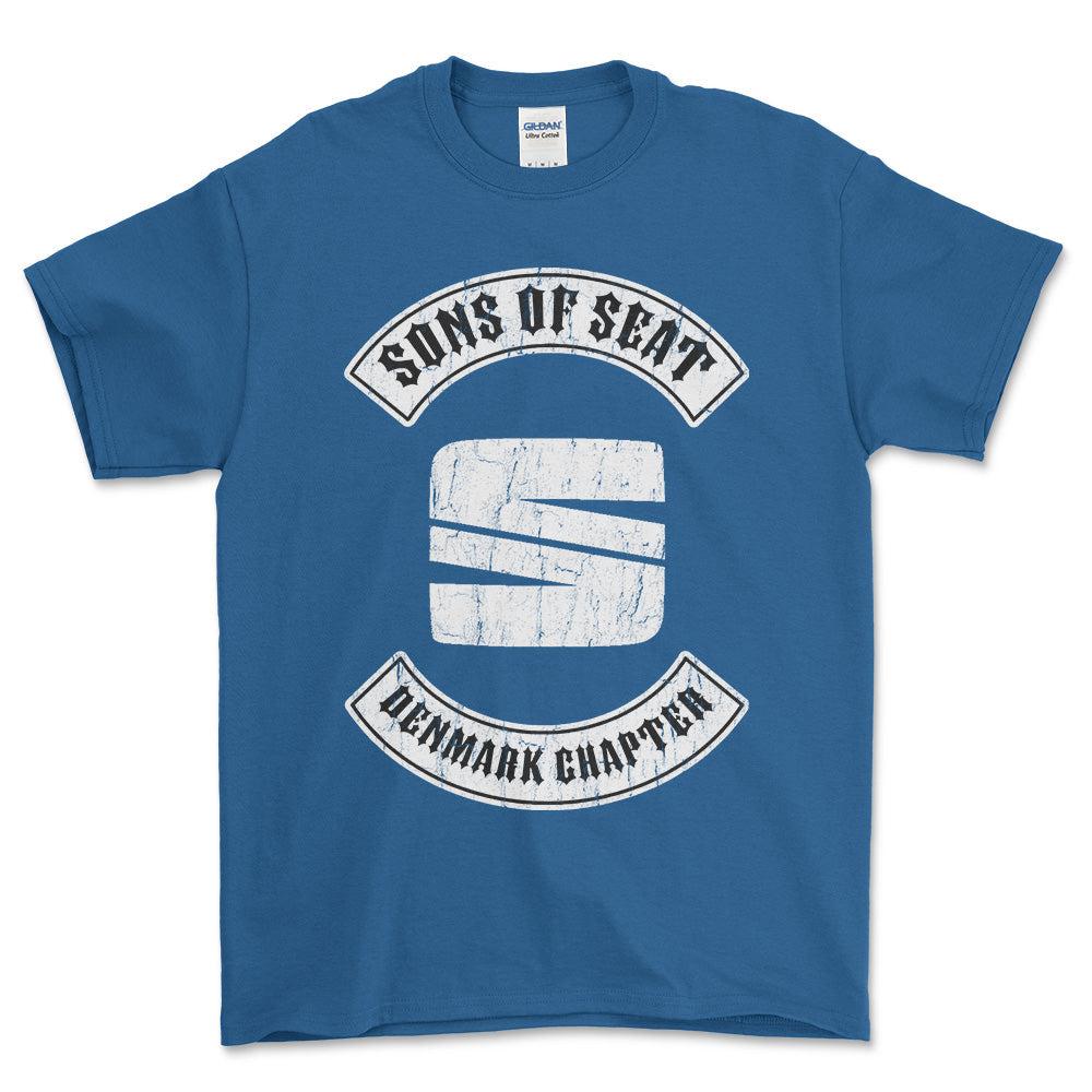 Seat Sons Of Seat Denmark Chapter Unisex T-Shirt , Bomuld-Beklædning-Seat-Blå Royal-S-Garage Culture Shop- garage - man cave - merchandise