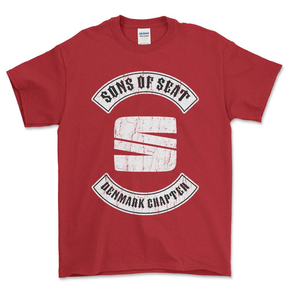 Seat Sons Of Seat Denmark Chapter Unisex T-Shirt , Bomuld-Beklædning-Seat-Rød-S-Garage Culture Shop- garage - man cave - merchandise