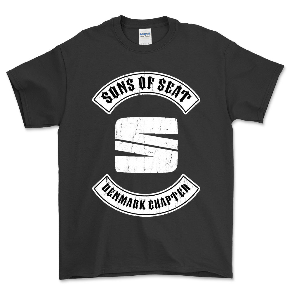 Seat Sons Of Seat Denmark Chapter Unisex T-Shirt , Bomuld-Beklædning-Seat-Sort-S-Garage Culture Shop- garage - man cave - merchandise