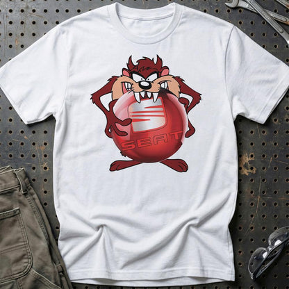 Seat TAZ Unisex T-Shirt , Bomuld-Beklædning-Seat-Hvid-S-Garage Culture Shop- garage - man cave - merchandise
