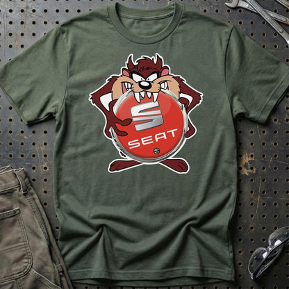 Seat TAZ Unisex T-Shirt , Bomuld-Beklædning-Seat-Grøn Militær-S-Garage Culture Shop- garage - man cave - merchandise