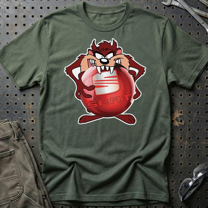 Seat TAZ Unisex T-Shirt , Bomuld-Beklædning-Seat-Grøn Militær-S-Garage Culture Shop- garage - man cave - merchandise