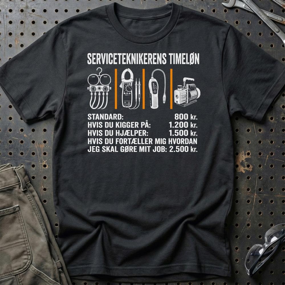 Serviceteknikerens Timeløn T-Shirt-Beklædning-Garage Culture-Sort-S-Garage Culture Shop- garage - man cave - merchandise