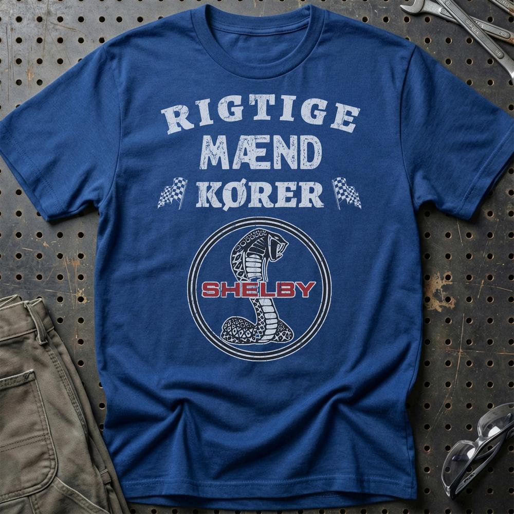 Shelby Rigtige Mænd Kører T-Shirt-Beklædning-Shelby-Blå Royal-S-Garage Culture Shop- garage - man cave - merchandise