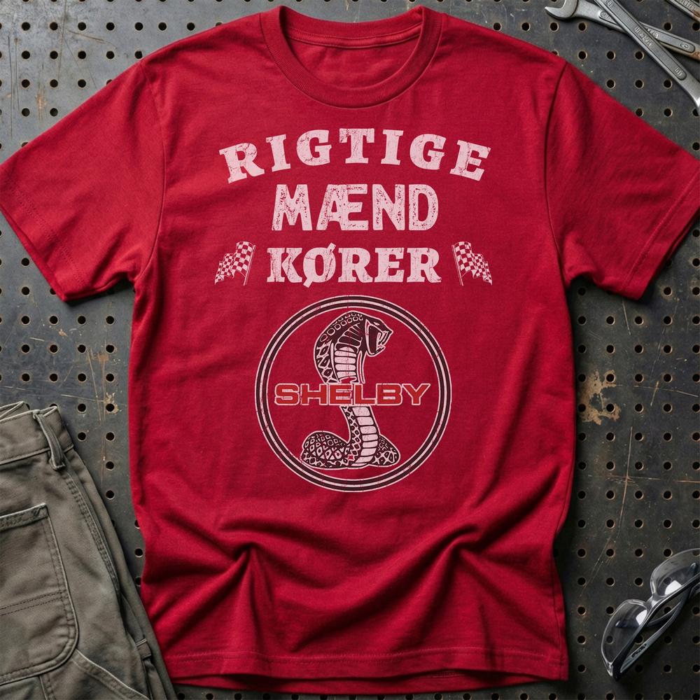 Shelby Rigtige Mænd Kører T-Shirt-Beklædning-Shelby-Rød-S-Garage Culture Shop- garage - man cave - merchandise