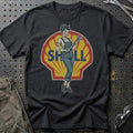 Shell Pinup T-Shirt-Beklædning-Motoroil-Sort-S-Garage Culture Shop- garage - man cave - merchandise