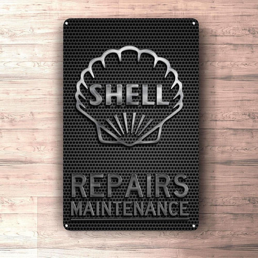 Shell Repairs Maintenance Skilte, Musemåtte, Dørmåtte-Skilte-Motorolie-Garage Culture Shop- garage - man cave - merchandise