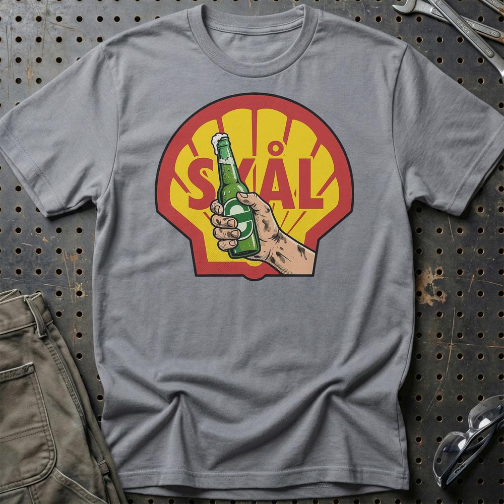 Shell Skål T-Shirt-Beklædning-Motoroil-Grå Sport-S-Garage Culture Shop- garage - man cave - merchandise