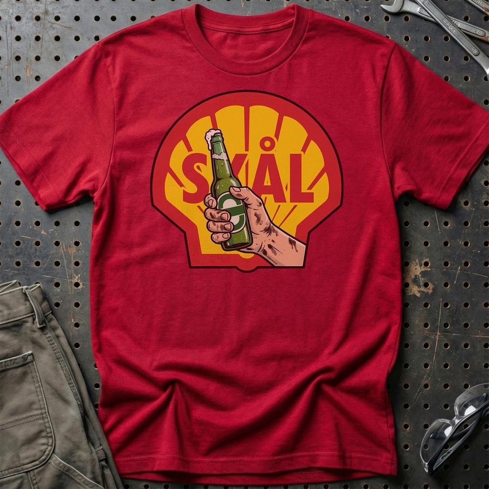 Shell Skål - Unisex T-Shirt-Beklædning-Motoroil-Rød-S-Garage Culture Shop- garage - man cave - merchandise