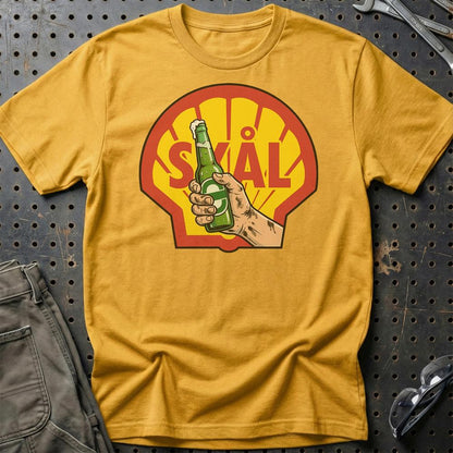 Shell Skål - Unisex T-Shirt-Beklædning-Motoroil-Guld-S-Garage Culture Shop- garage - man cave - merchandise