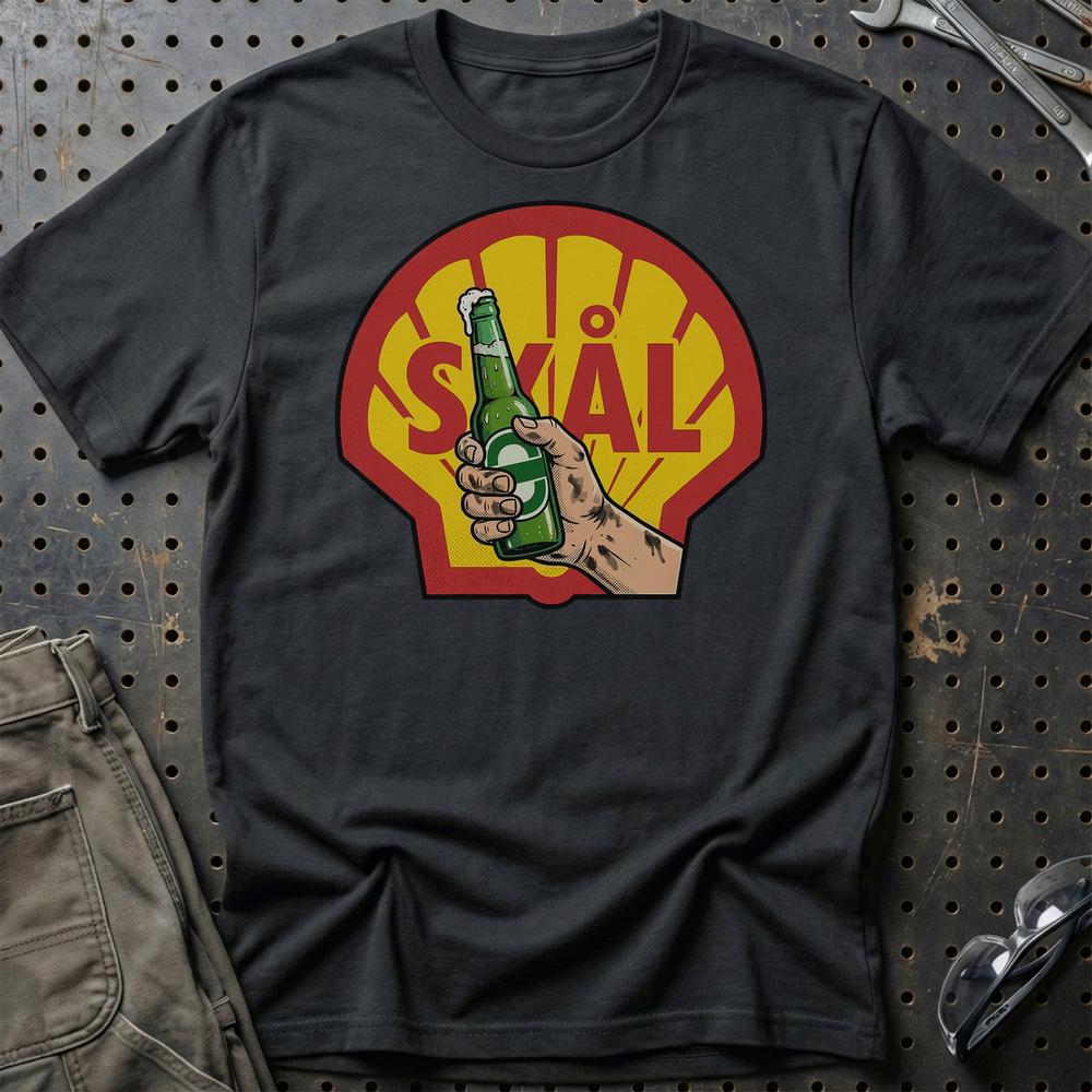 Shell Skål - Unisex T-Shirt-Beklædning-Motoroil-Sort-S-Garage Culture Shop- garage - man cave - merchandise