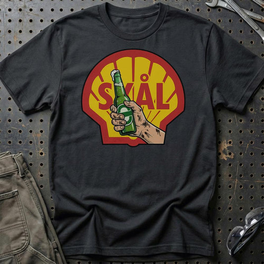 Shell Skål - Unisex T-Shirt-Beklædning-Motoroil-Sort-S-Garage Culture Shop- garage - man cave - merchandise