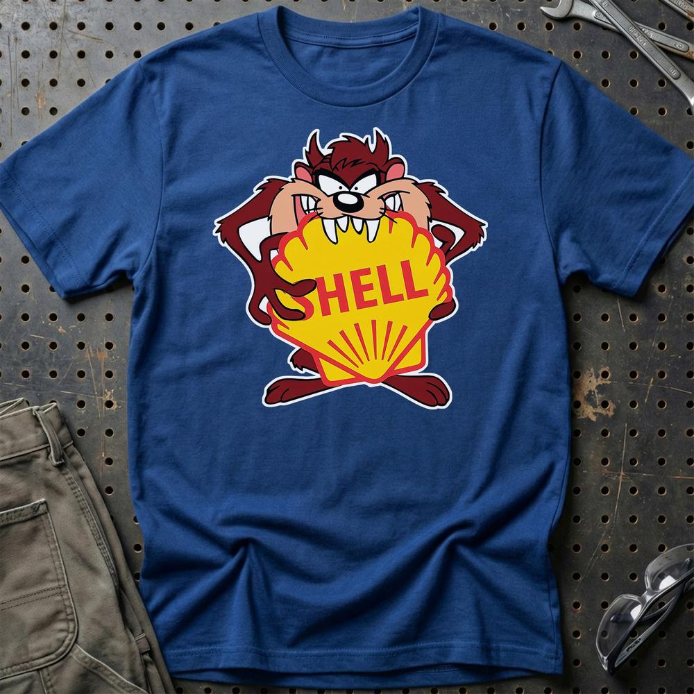 Shell TAZ T-Shirt-Beklædning-Motoroil-Blå Royal-S-Garage Culture Shop- garage - man cave - merchandise